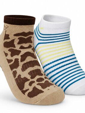 2 PACK Grip Sock Bundle - Animal Print and Teal Stripe